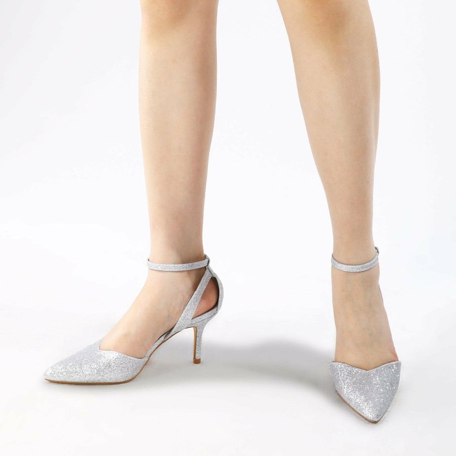 Women my soft Stiletto Heels | Gold And Silver Sequin Closed-Toe High Heels