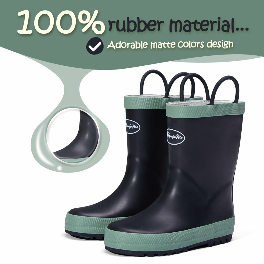 Kids my soft | Black Matte Waterproof Rubber Rain Boots