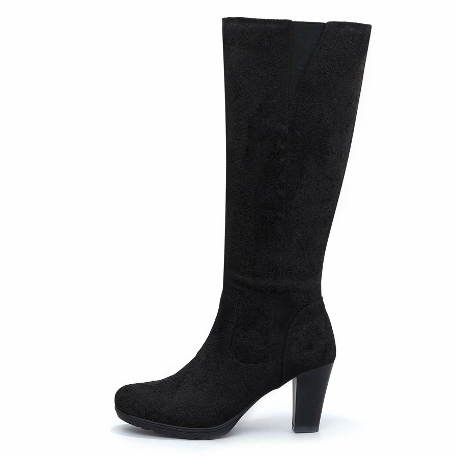 Women my soft Heeled Boots | Suede Chunky Heel Tall Boots With Zipper