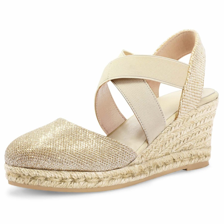 Women my soft Wedge Sandals | Elastic Crossed Grass Weave Wedge Sandals