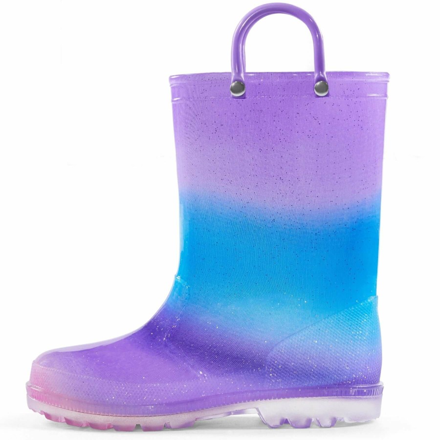 Kids my soft | Blue Purple Gradient Glitter Rain Boots Kids