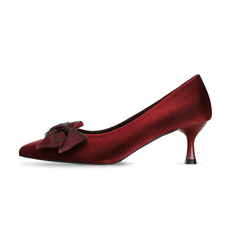 Women my soft Dress Heels | Velvet Bow Tie Low Heel Pumps