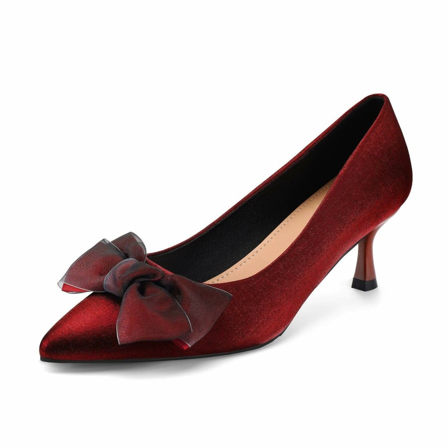 Women my soft Dress Heels | Velvet Bow Tie Low Heel Pumps