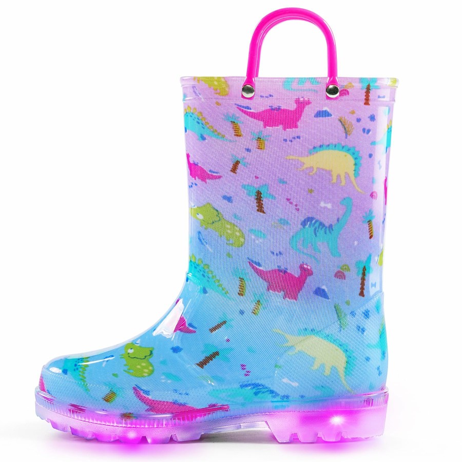 Kids my soft | Dinosaur Light-Up Pink & Blue Rain Boots