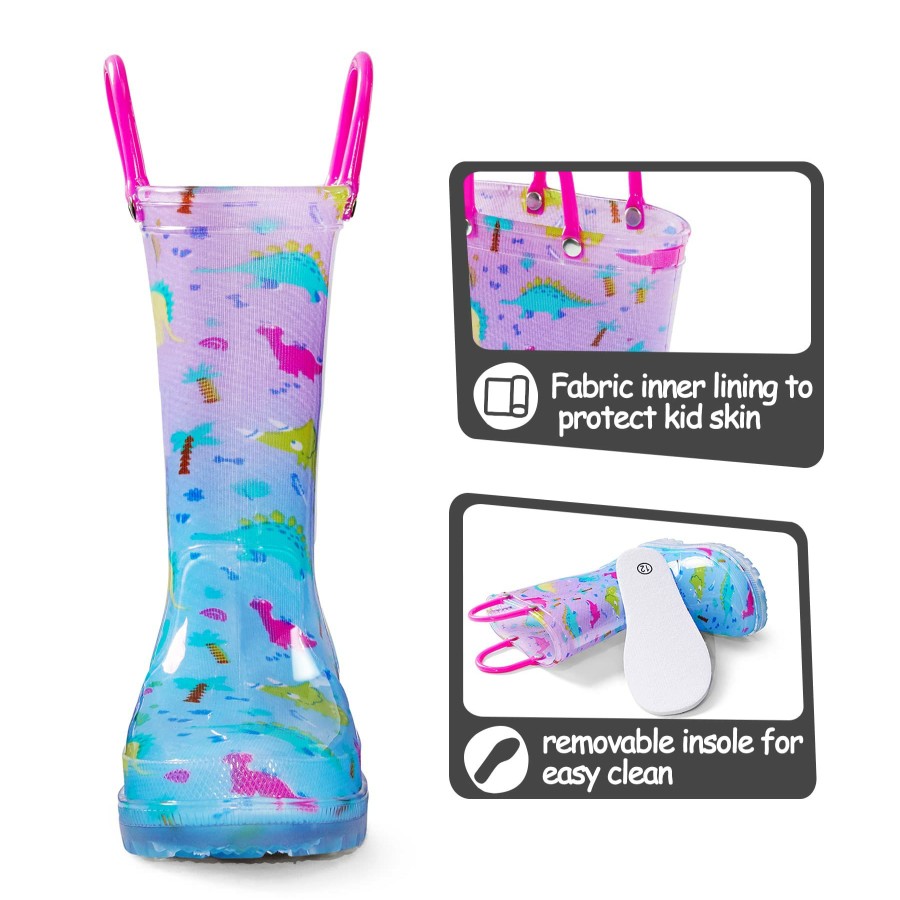 Kids my soft | Dinosaur Light-Up Pink & Blue Rain Boots