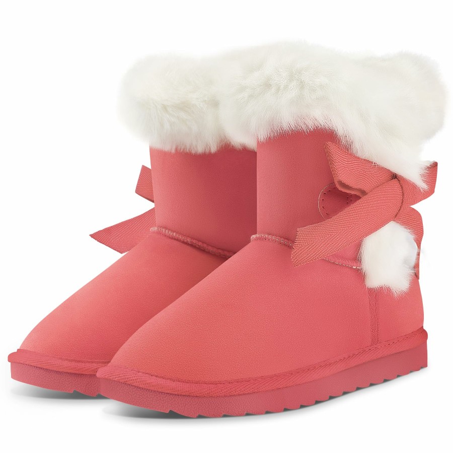 Kids my soft | Girls Bow Tie Warm Fur Lined Snow Boots