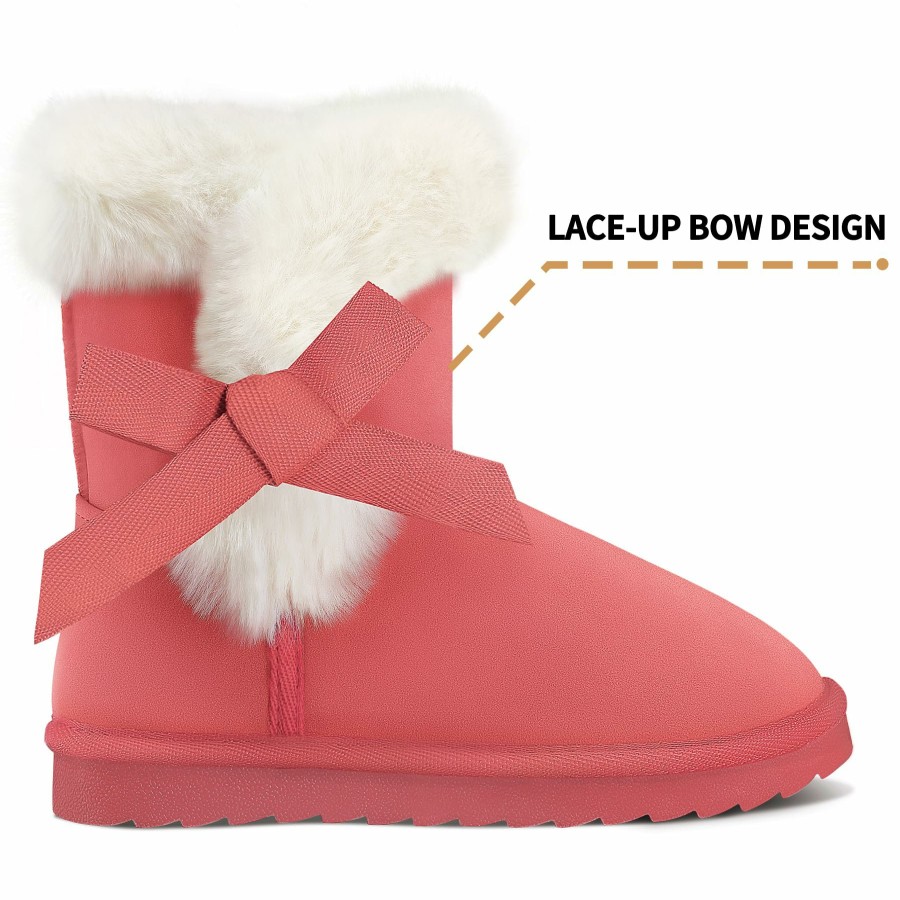 Kids my soft | Girls Bow Tie Warm Fur Lined Snow Boots