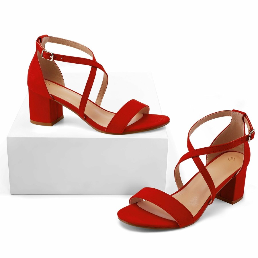 Women my soft Dress Heels | Bright Color Simple Fashion Square Heel Sandals