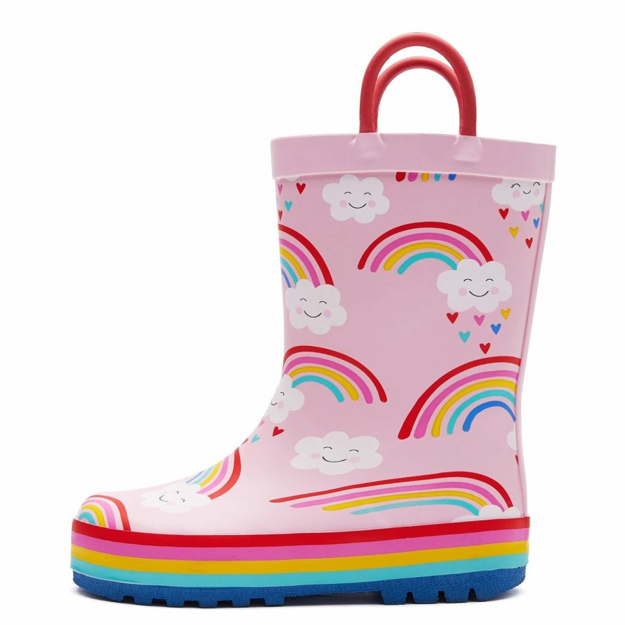 Kids my soft | Rainbow Cloud Waterproof Pink Rubber Rain Boots