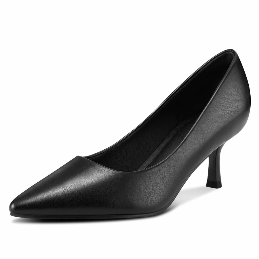 Women my soft Dress Heels | Black-Pu 2" Kitten Heel Pointed Toe Dress Shoes