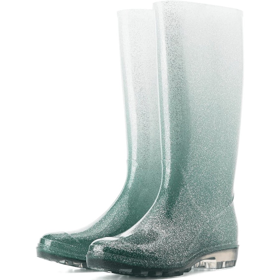 Women my soft | Gradient Glitter Tall Waterproof Rain Boots