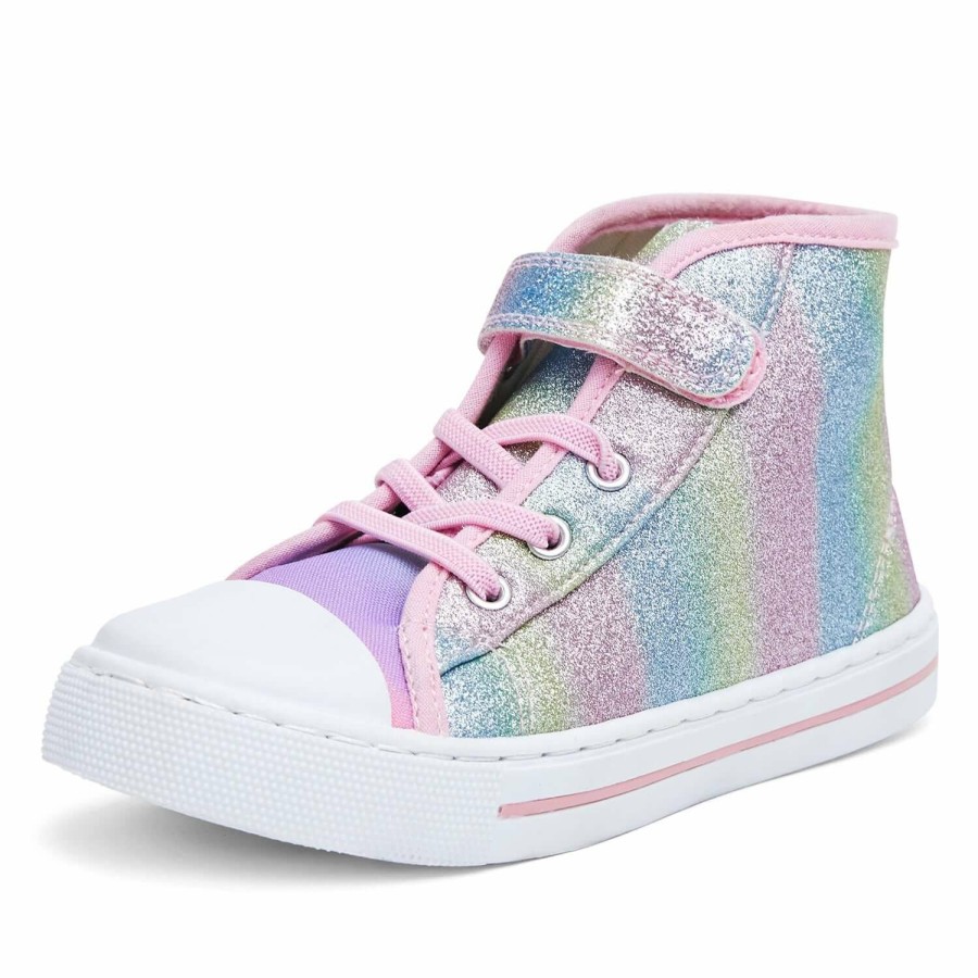 Kids my soft | Rainbow Ombre Sequin High Top Canvas Sneakers