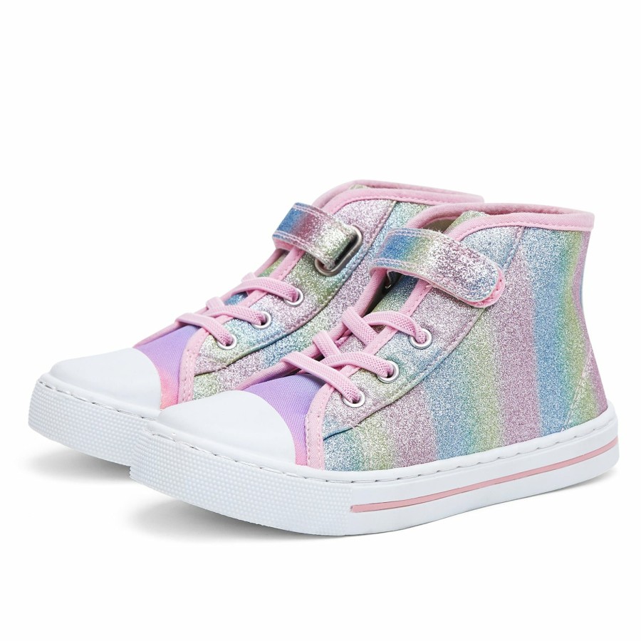 Kids my soft | Rainbow Ombre Sequin High Top Canvas Sneakers