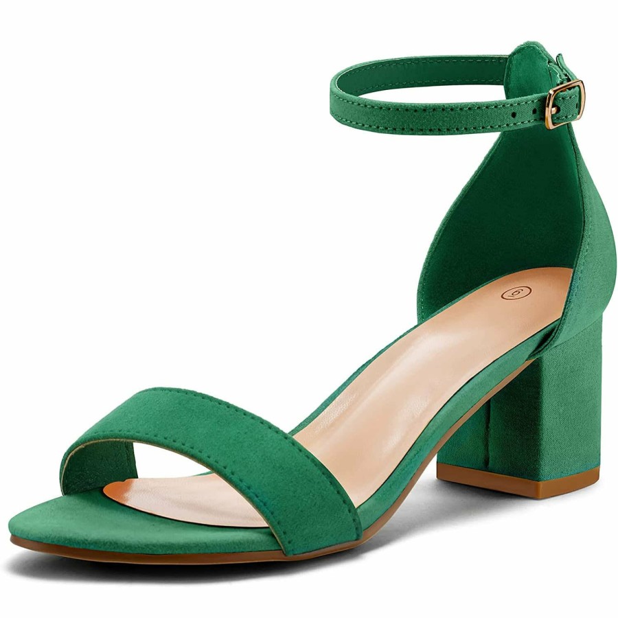 Women my soft Dress Heels | Bright Ankle Strap Round Toe Low Heel Sandals