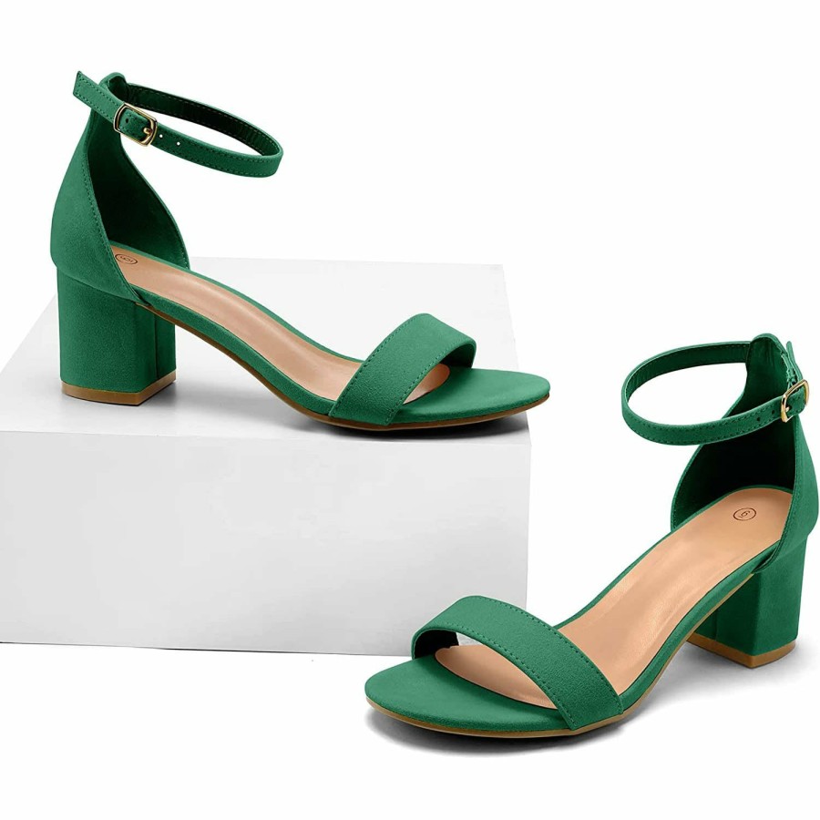 Women my soft Dress Heels | Bright Ankle Strap Round Toe Low Heel Sandals