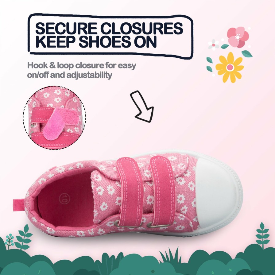 Kids my soft | Pink Floral Hook And Loop Sneakers