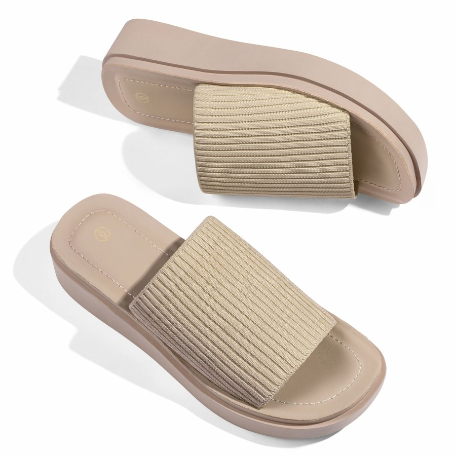 Women my soft | Knitted Slip On Platform Sandals