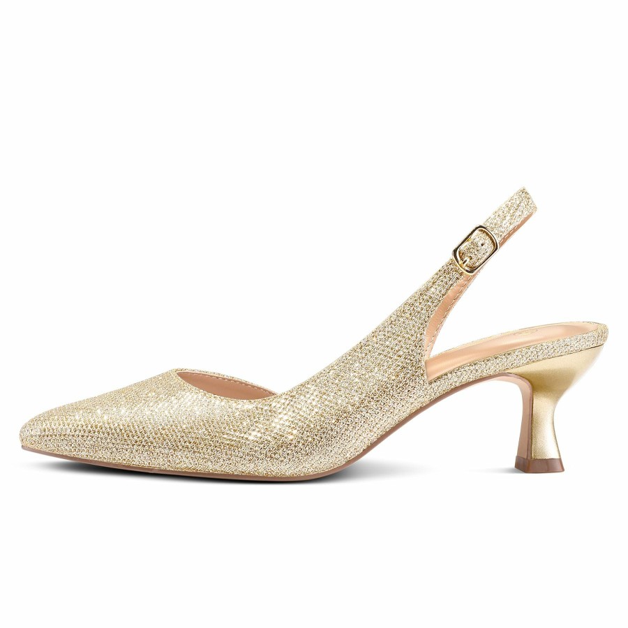 Women my soft Dress Heels | Slingback Low Heel Wedding Shoes Glitter