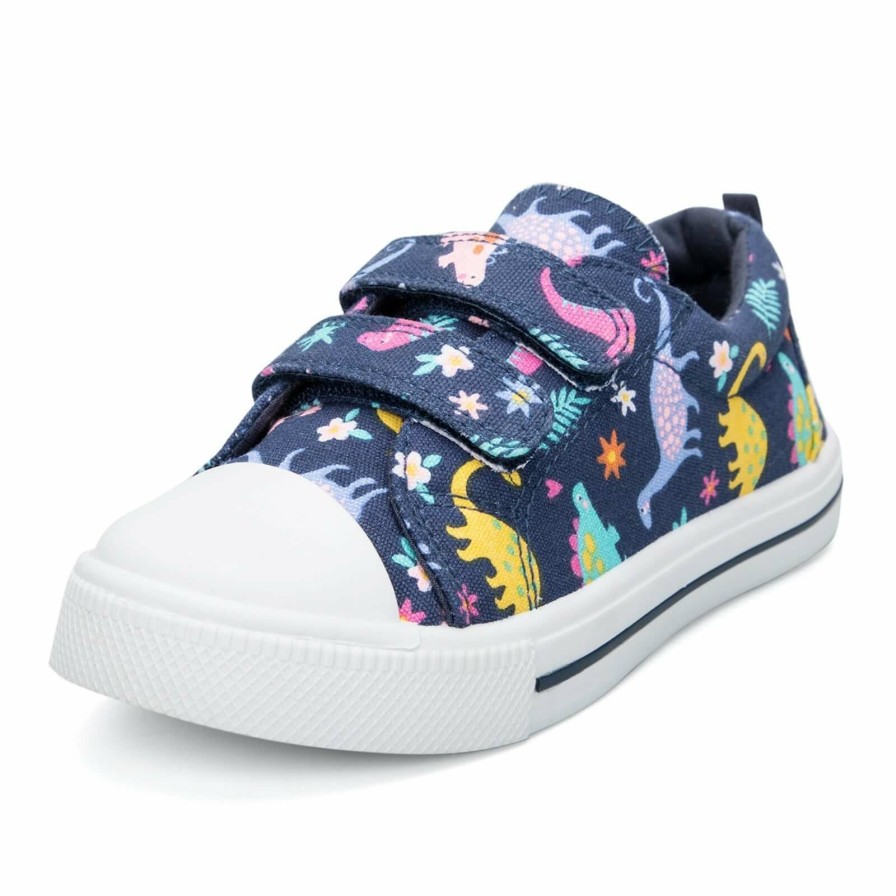 Kids my soft | Multicolored Dinosaur Double Velcro Navy Sneakers