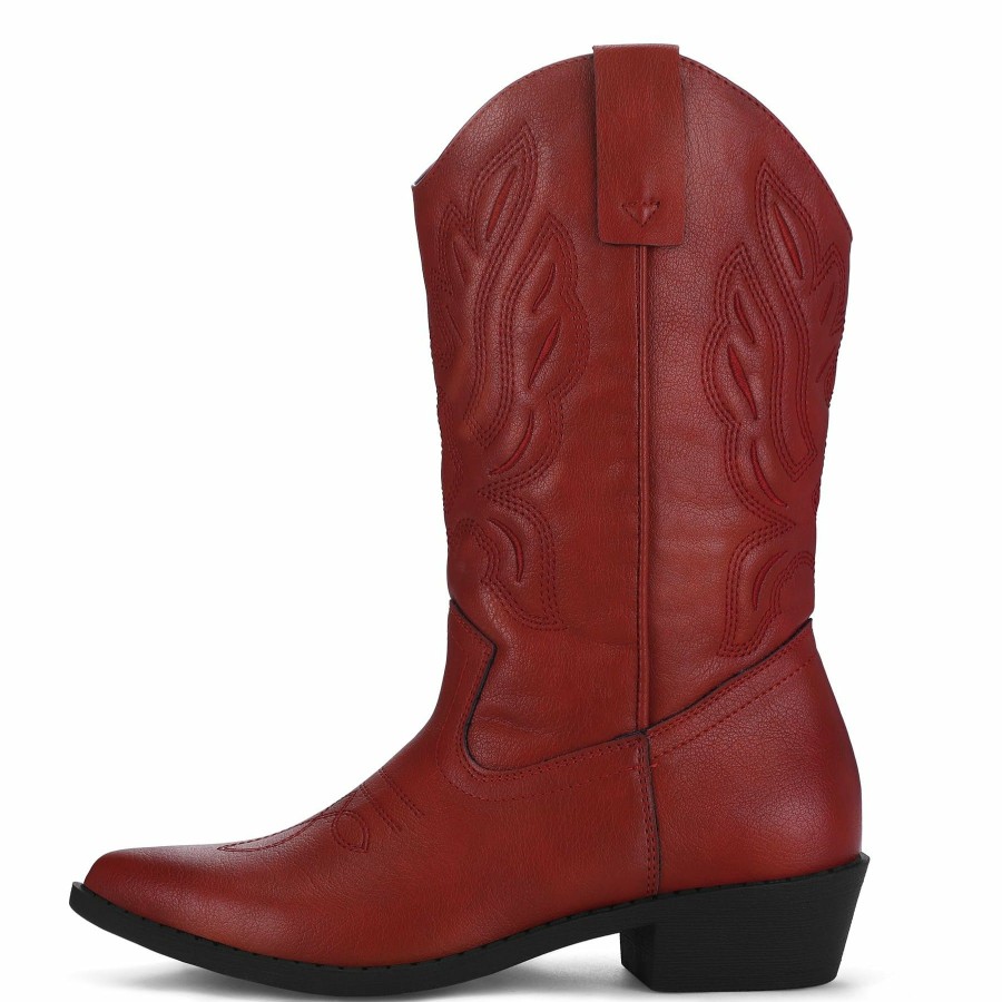 Women my soft Cowboy & Cowgirl Boots | Embroidered Mid-Calf Western Red Boots