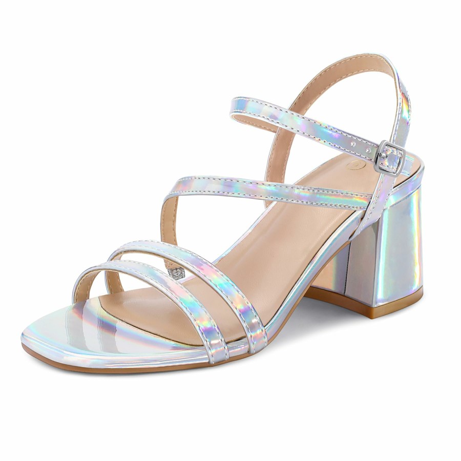 Women my soft Dress Heels | Asymmetric Strap Square Toe Block Heel Sandals