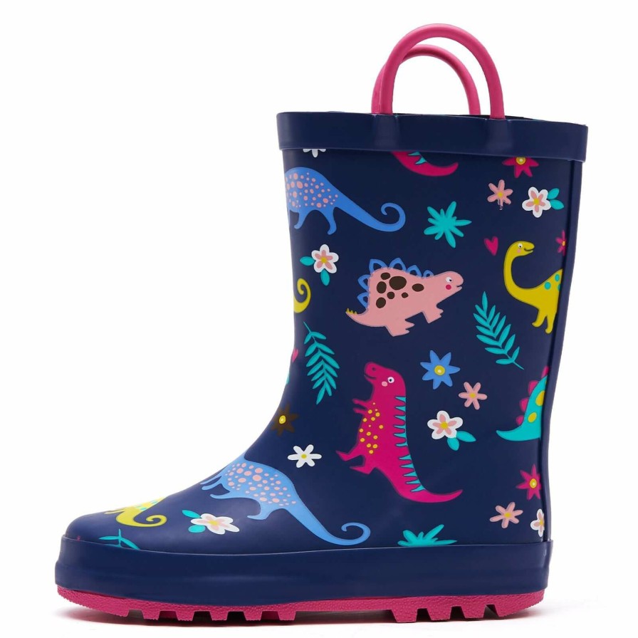 Kids my soft | Multicolor Dinosaur Waterproof Navy Rubber Rain Boots