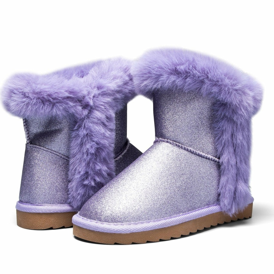 Kids my soft | Black/Gold/Purple Glitter Thermal Snow Boots