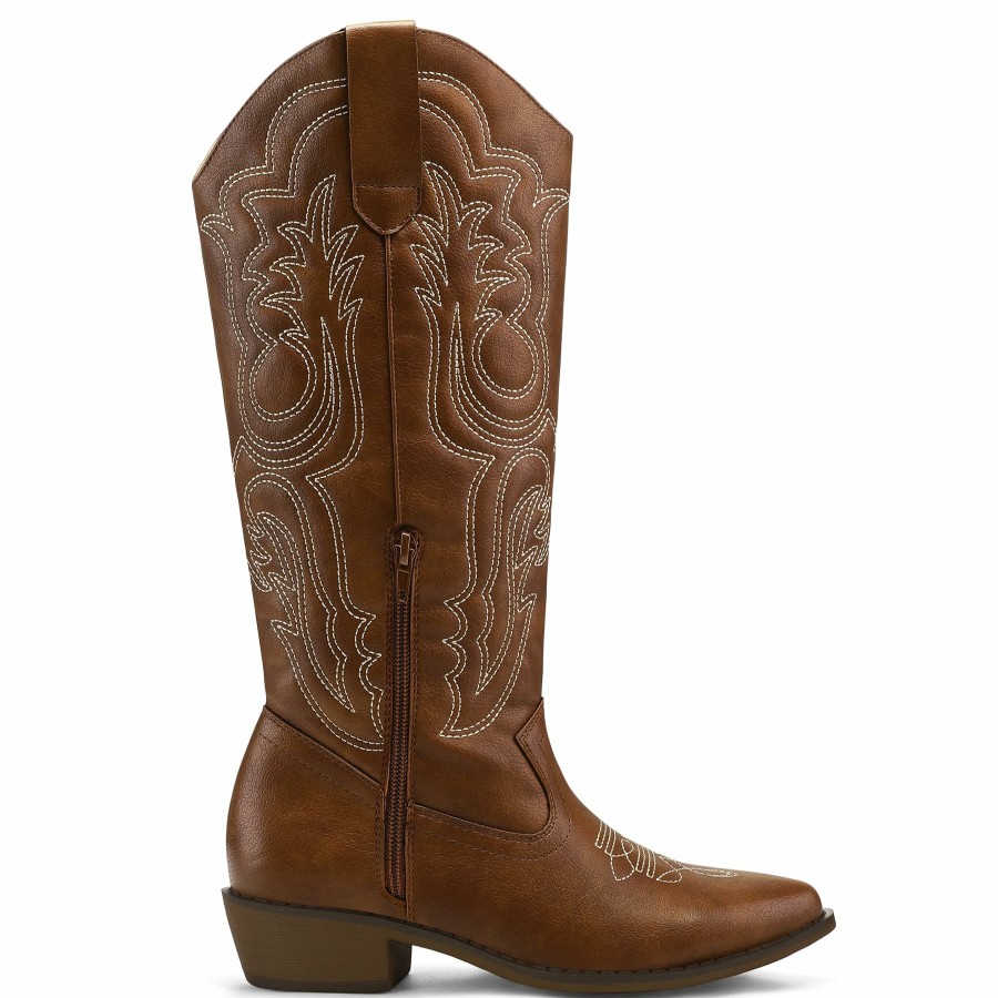 Women my soft Cowboy & Cowgirl Boots | Embroidered Western Knee High Brown Cowboy Boots