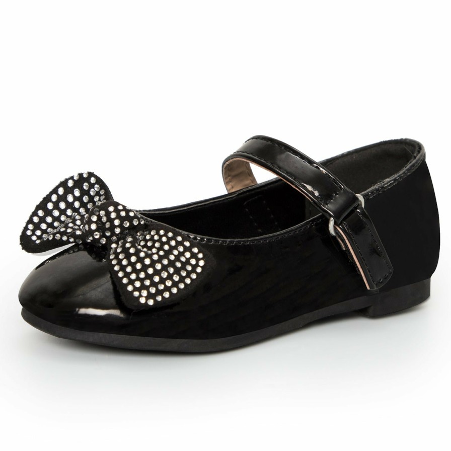 Kids my soft | Kids Dress Shoes-Adjustable Buckle Mary Jane Shoes With Diamond Bow