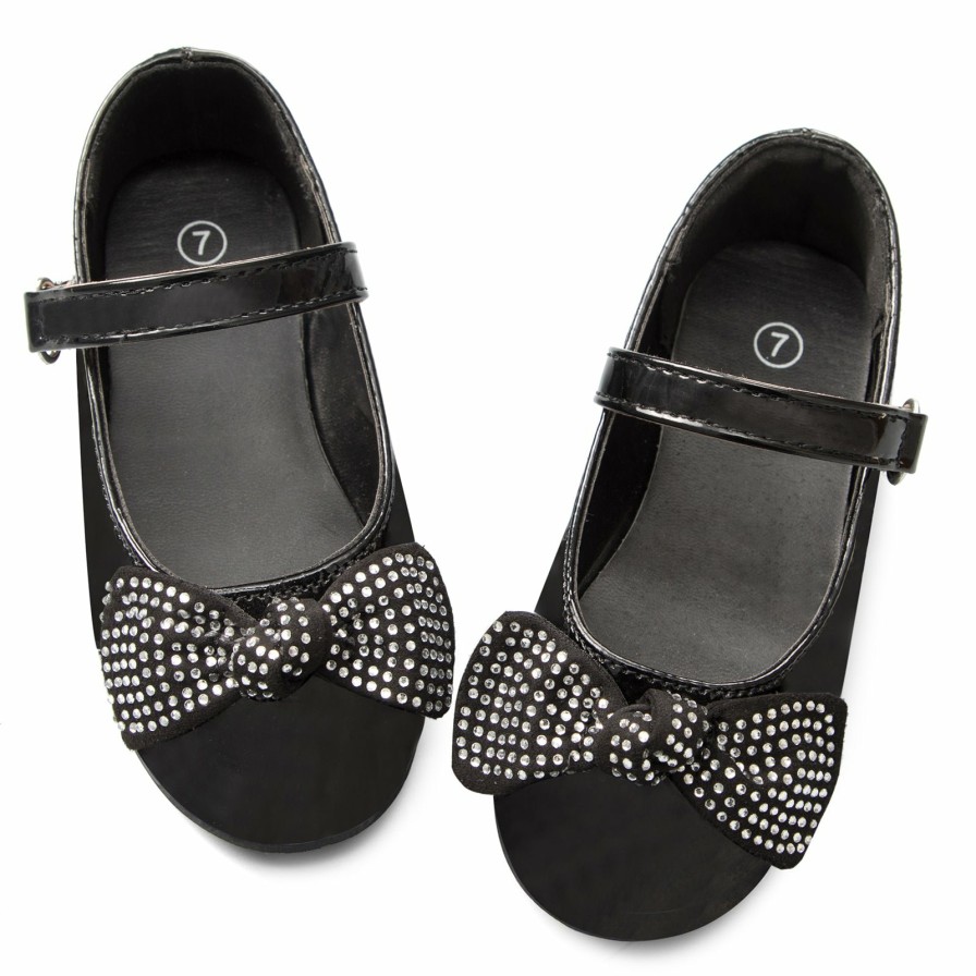 Kids my soft | Kids Dress Shoes-Adjustable Buckle Mary Jane Shoes With Diamond Bow