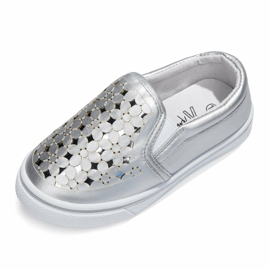 Kids my soft | Silver Cutout Flower Slip-On Espadrilles