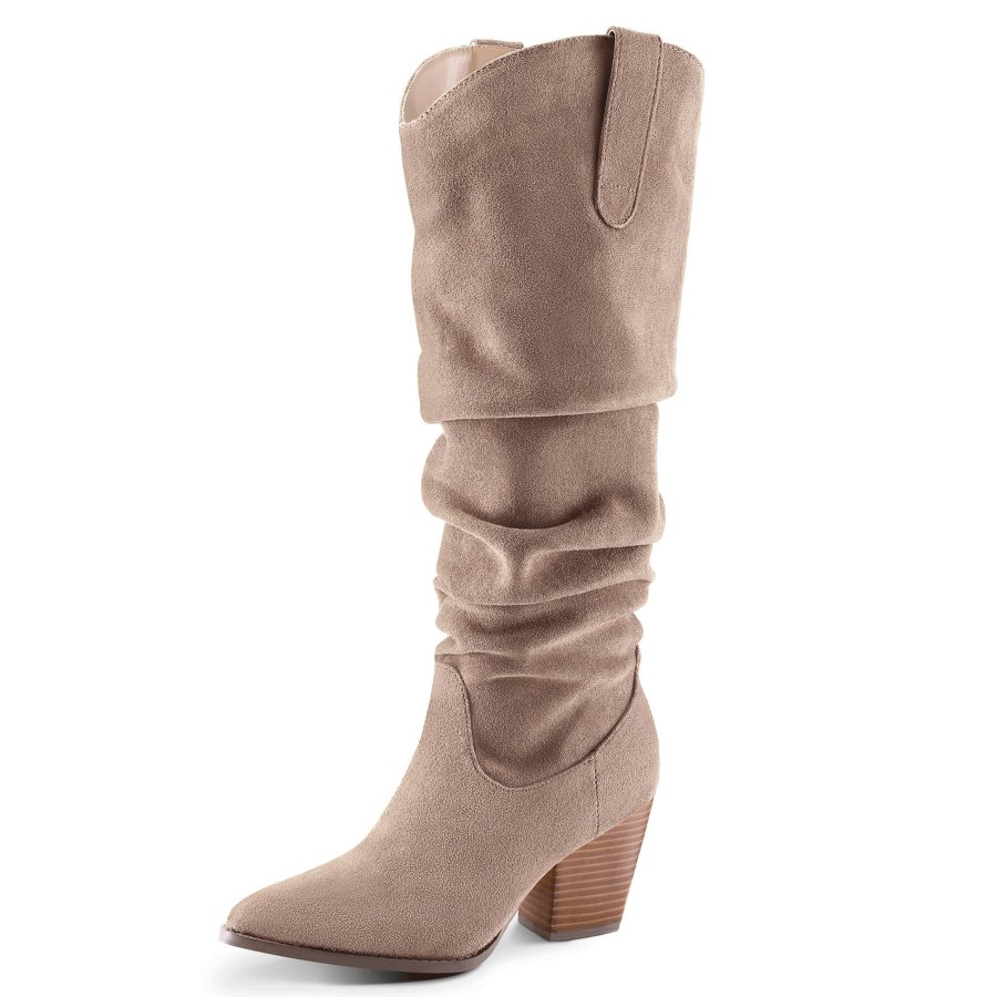 Women my soft Heeled Boots | Micro Suede Track Knee High Boots