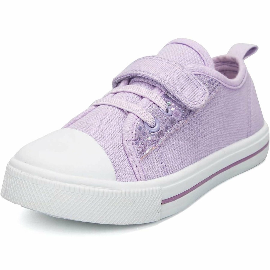 Kids my soft | Purple Sequined Single Hook And Loop Canvas Sneakers