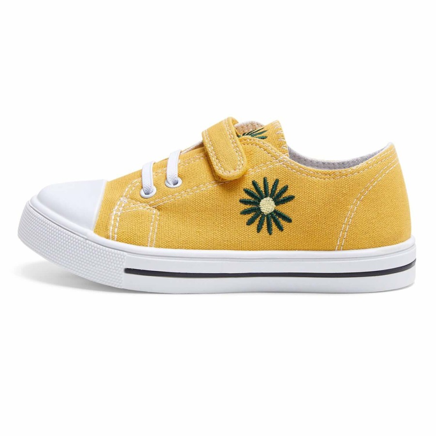 Kids my soft | Yellow Daisy Single Hook And Loop Canvas Sneakers