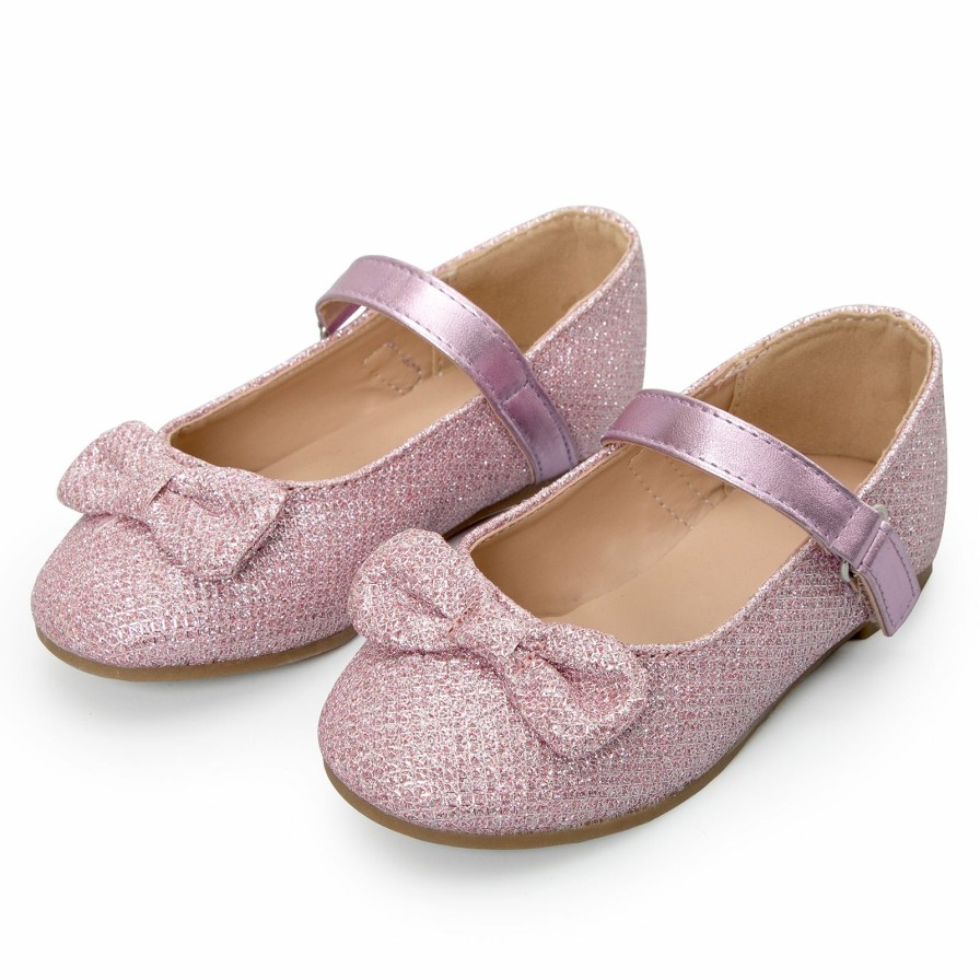 Kids my soft | Kids Dress Shoes-Silver/Purple Sequined Mary Jane With Bow Tie