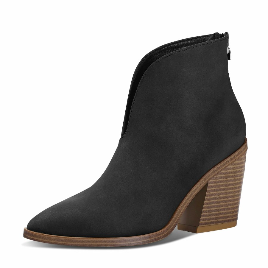 Women my soft Heeled Boots | V Cut Out Pointed Toe Ankle Boots