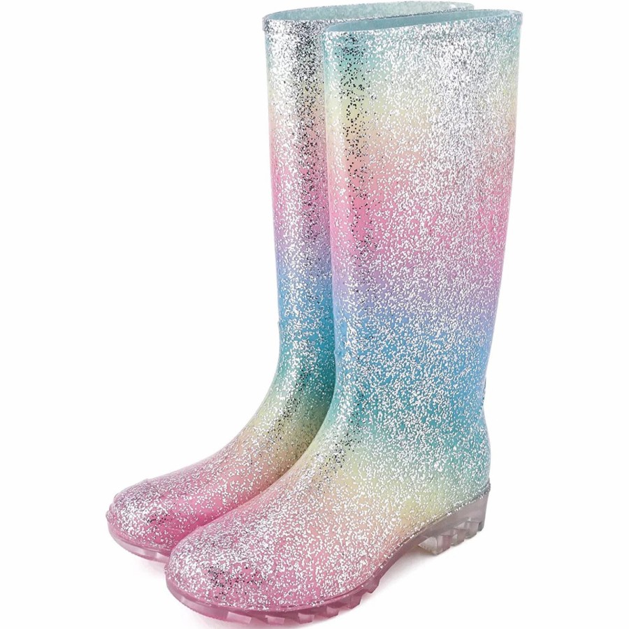 Women my soft | Iridescent Glitter Waterproof Tall Rain Boots