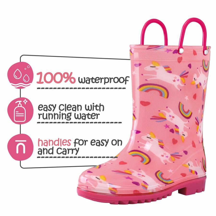 Kids my soft | Pvc Rainbow Unicorn Print Rubber Rain Boots