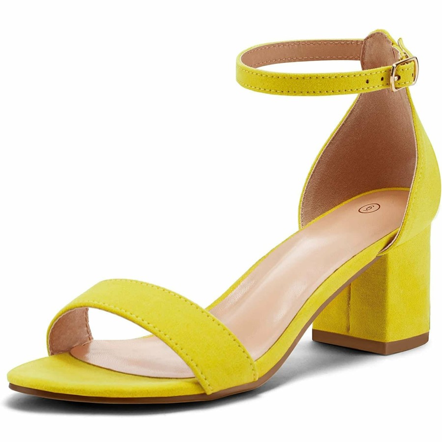 Women my soft Dress Heels | Bright Ankle Strap Round Toe Low Heel Sandals