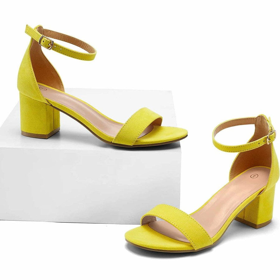 Women my soft Dress Heels | Bright Ankle Strap Round Toe Low Heel Sandals