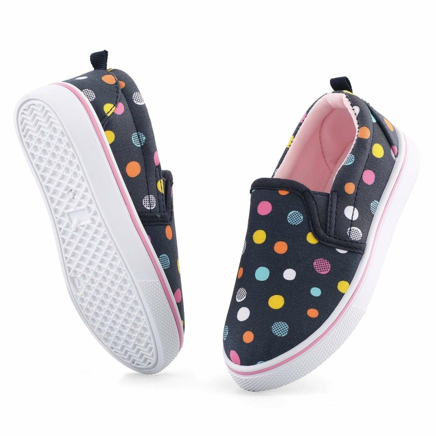 Kids my soft | Navy Polka Dot Cleat Canvas Walking Shoes