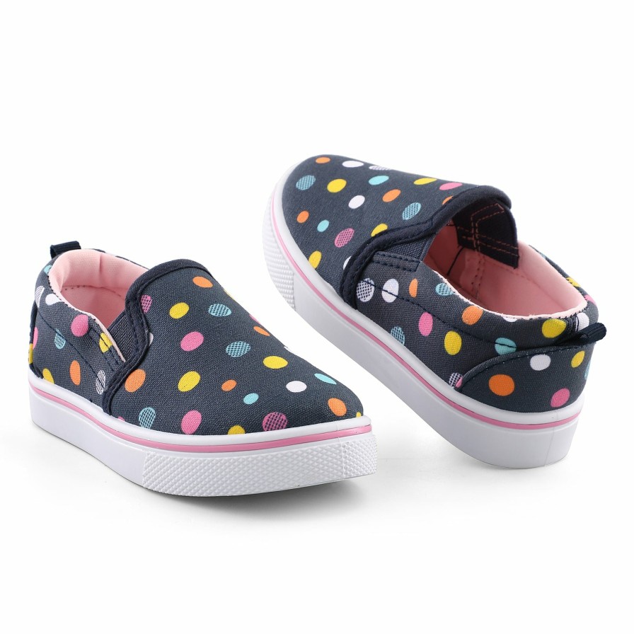 Kids my soft | Navy Polka Dot Cleat Canvas Walking Shoes