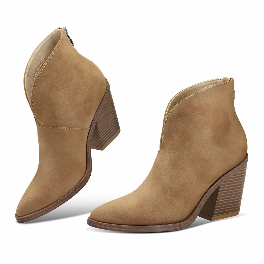 Women my soft Heeled Boots | V Cut Out Pointed Toe Heeled Boots