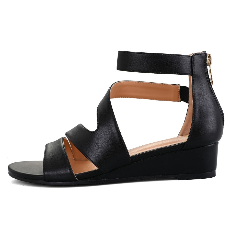 Women my soft Wedge Sandals | Summer Zipped Low Wedge Sandals