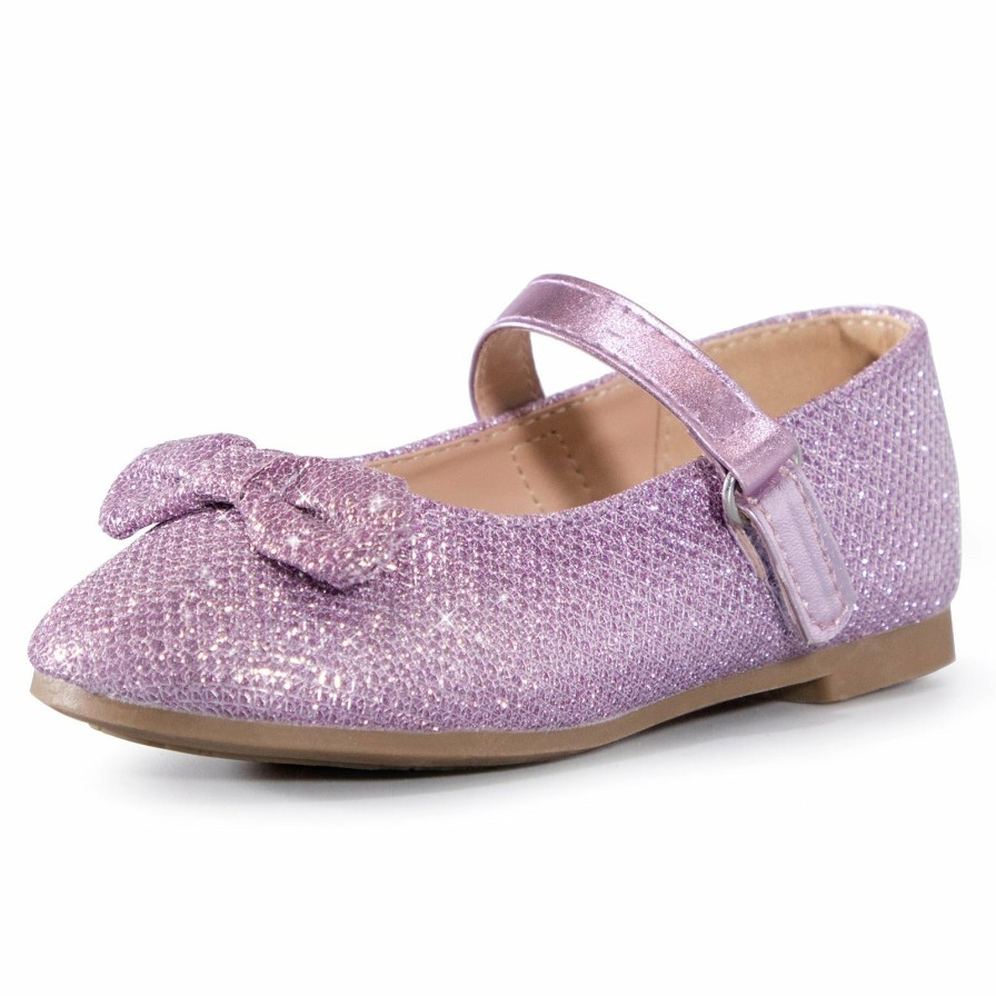 Kids my soft | Girls Dress Shoes-Sequined Mary Jane Flats With Bow Tie