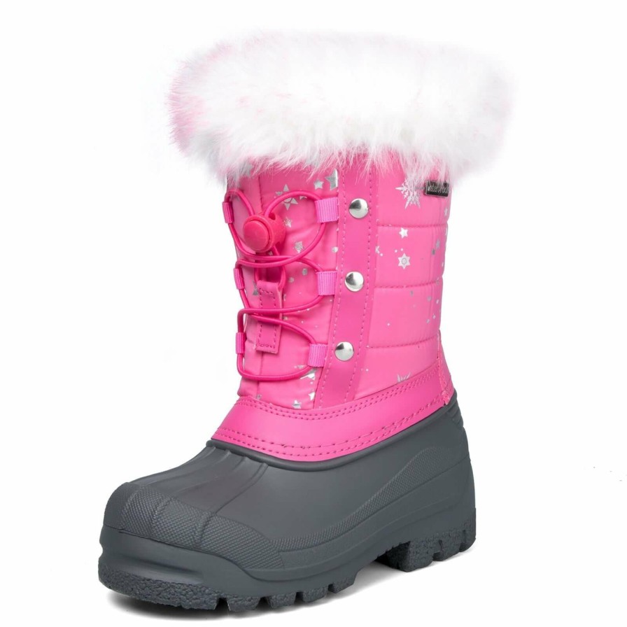 Kids my soft | Pink Fur Collar Glitter Star Snow Boots