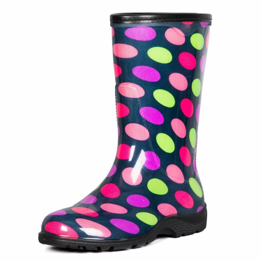 Women my soft | Colorful Polka Dot Waterproof Print Mid-Cut Rain Boots