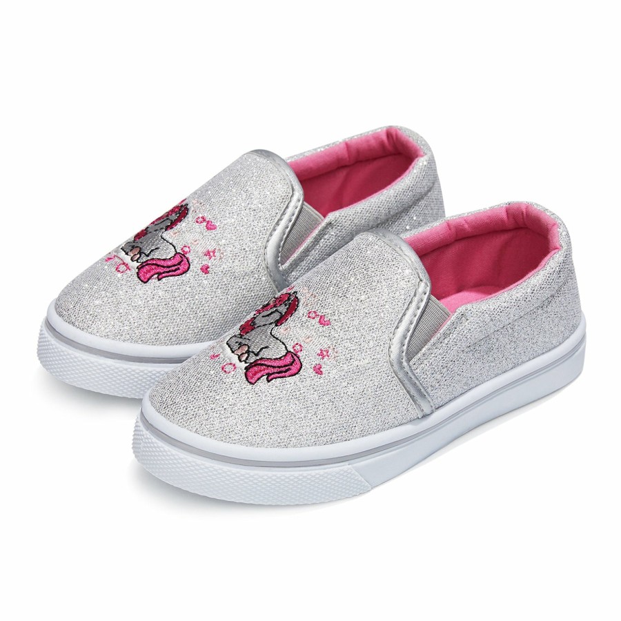 Kids my soft | Unicorn Slip-On Silver Glitter Espadrilles