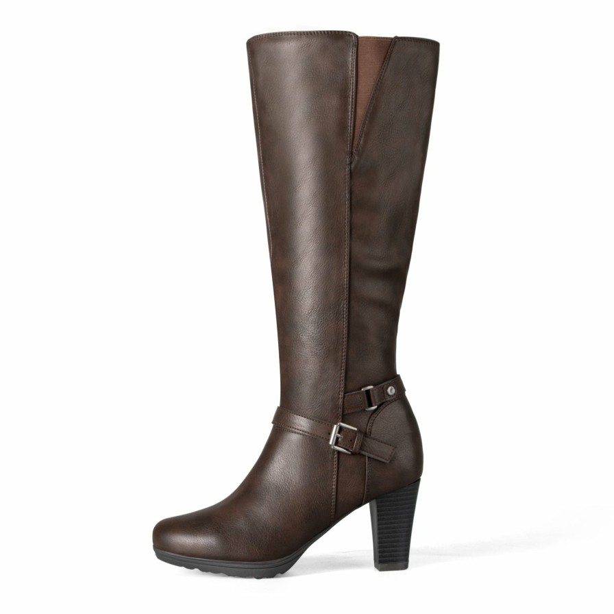 Women my soft Heeled Boots | Elasticated Leather Knee-High Boots