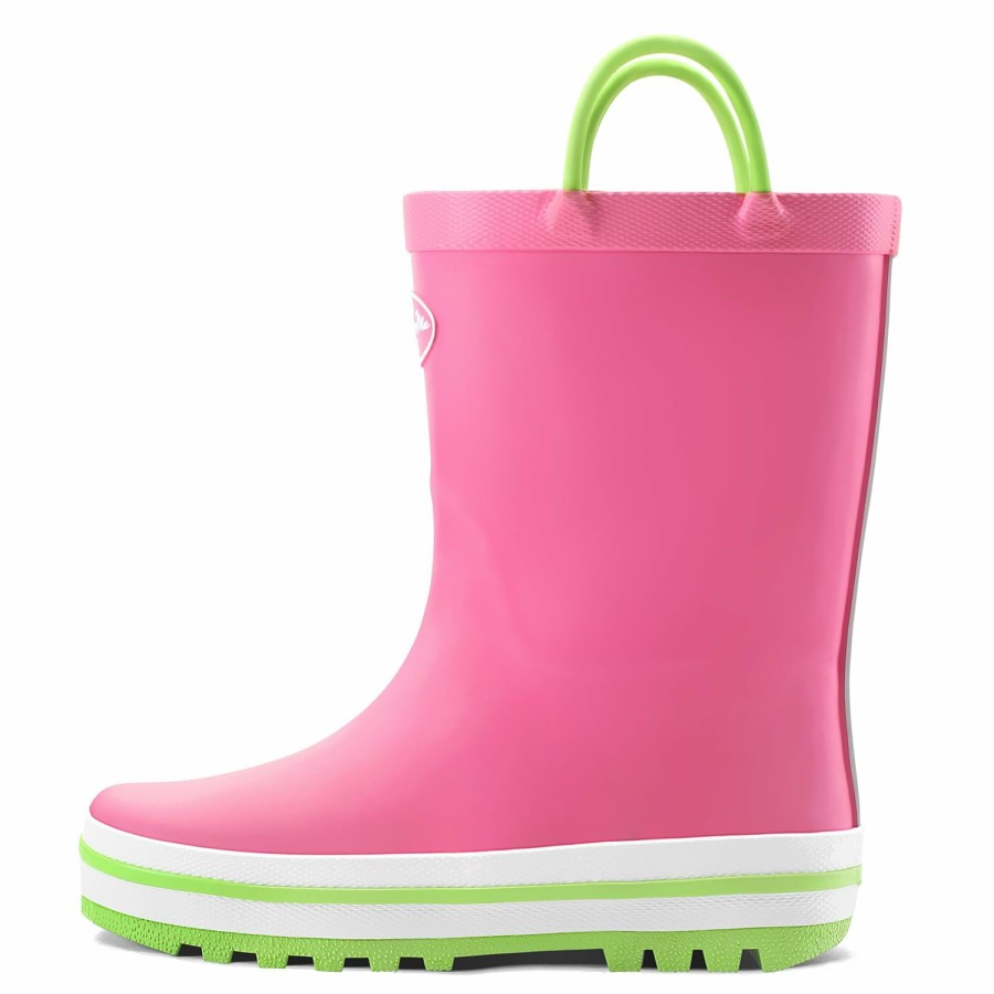 Kids my soft | Solid Color Green Handle Rubber Rain Boots